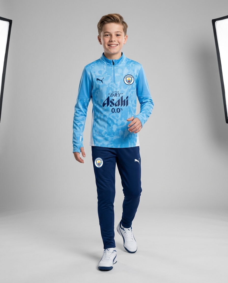 Manchester City Half Zip Tracksuit - Junior