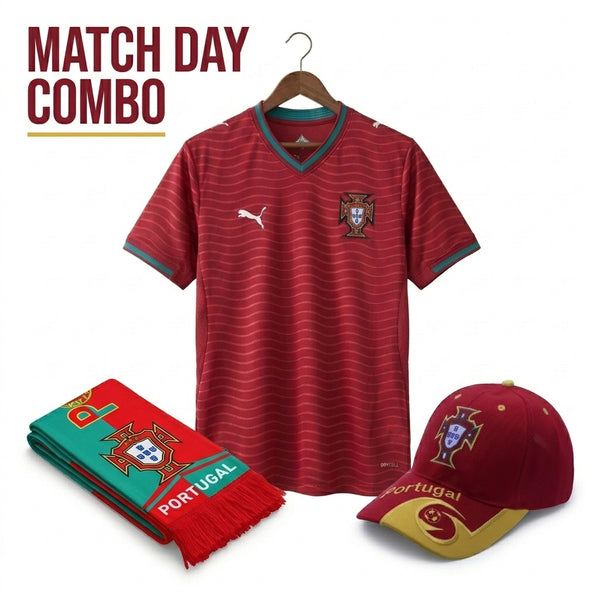 Portugal Match Day Combo – Jersey + Cap + Scarf
