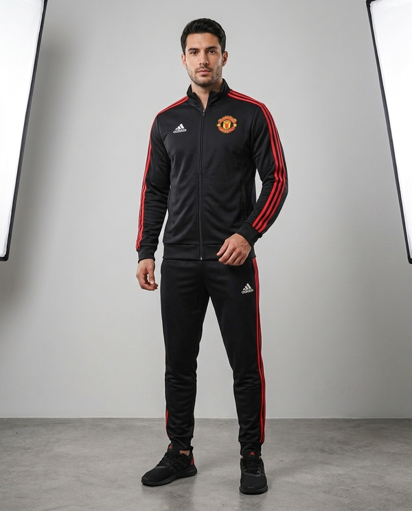 Manchester United Black Full Zip Tracksuit